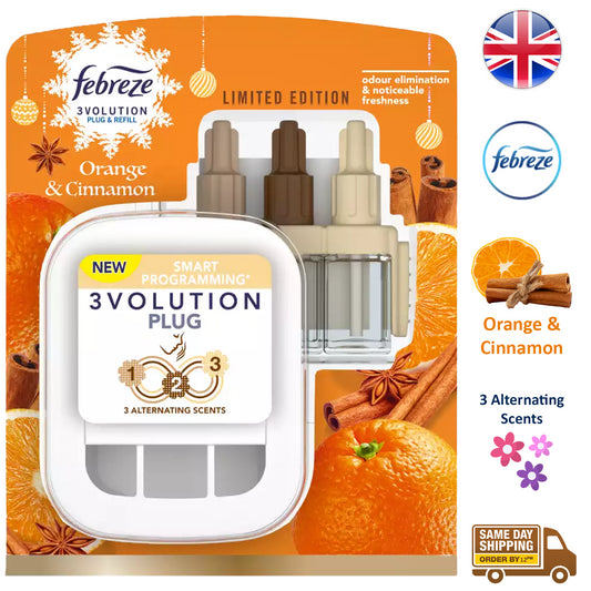 Febreze 3Volution Air Freshener Plug In Refills Room Diffuser Orange Cinnamon