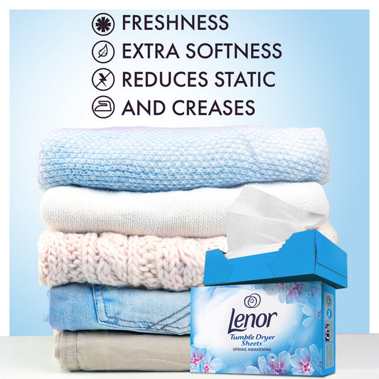 Lenor Spring Awakening Fabric Care Tumble Dryer 34 Sheets Reduce Creasing