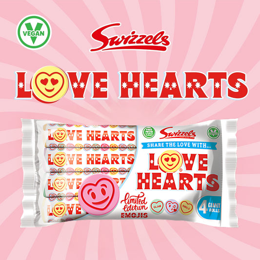 Swizzels Love Hearts 4 Rolls Originals Mix Sweet Vegan Candy