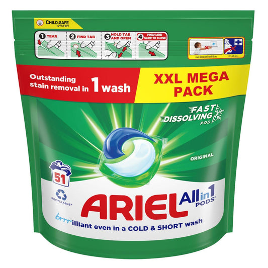 Ariel All In 1 Pods Original Washing Tablets Capsules Laundry Detergent 51 Wash