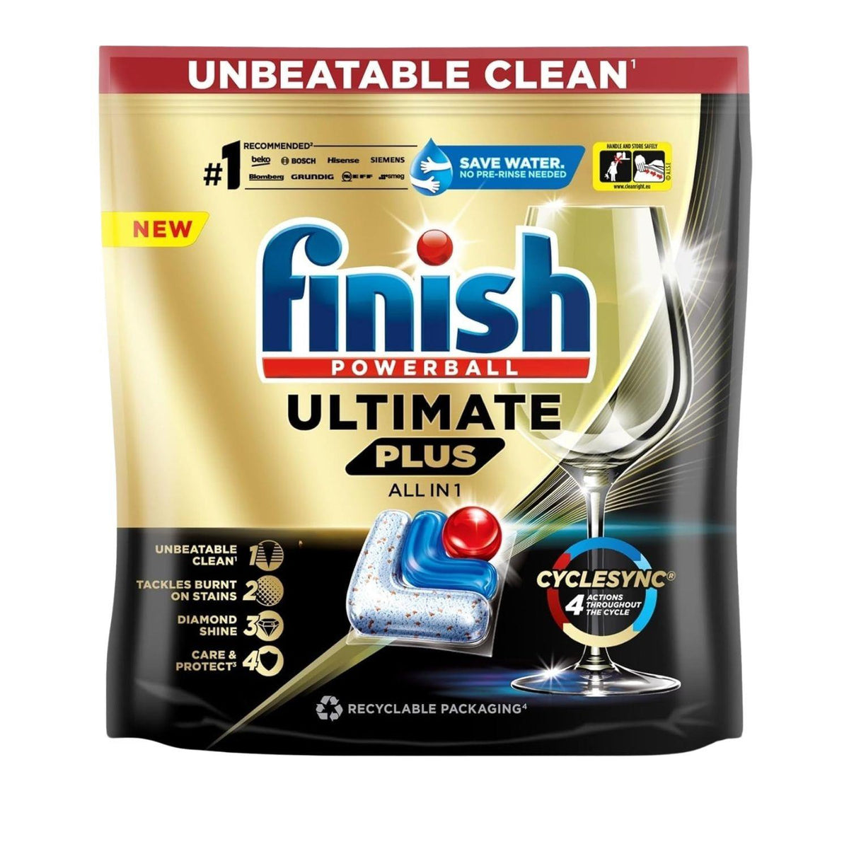 Finish Dishwasher Powerball Ultimate Plus All In One Glass Silver Protection Tab