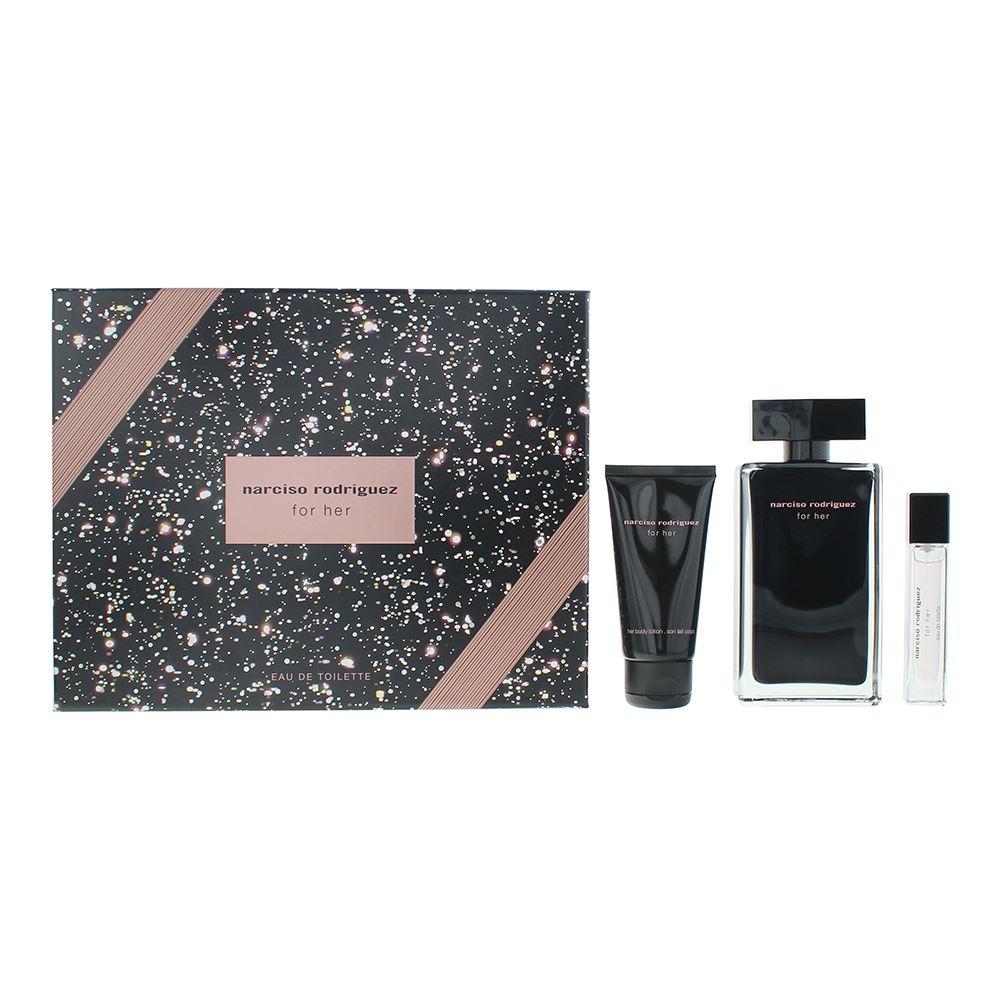 Narciso Rodriguez For Her 3 Piece Gift Set: EDP 100ml+10ml, Body Lotion 50ml