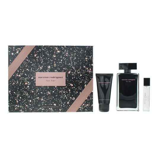 Narciso Rodriguez For Her 3 Piece Gift Set: EDP 100ml+10ml, Body Lotion 50ml