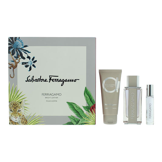 Salvatore Ferragamo Bright Leather 3 Piece Gift Set: EDT 100ml Mens N/A