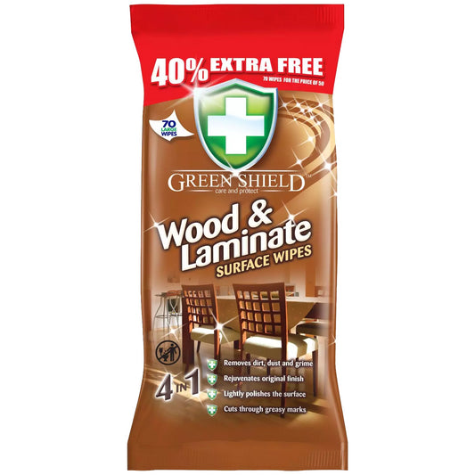 Green Shield Wood & Laminate Cleaning Wipes Dirt Cleaner 70S