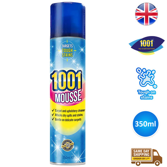 1001 Mousse Carpet Cleaner Dirt Tough Stain Remover Coffee Wine Tea 350ml