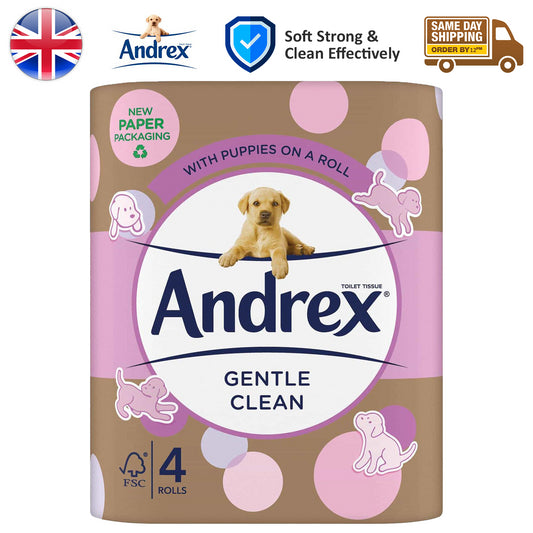 Andrex Gentle Clean Toilet Tissue Rolls Paper Sheet Soft Dermatologically Tested