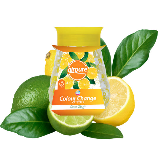 Airpure Led Colour Changing Crystals Home Air Freshener Citrus Zing Fragrance