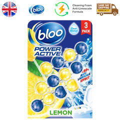 Bloo Power Active Toilet Rim Block Freshener Anti Limescale 3 Pack Lemon 50G