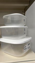 Wilko Square Food Storage Container Clear Plastic Picnic Lunch Box With Lid 3Pk