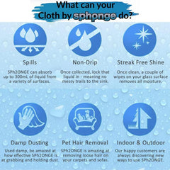 Sph2Onge Cleaning Cloth Non Drip Super Absorbent Surface Dirt Cleaner Blue