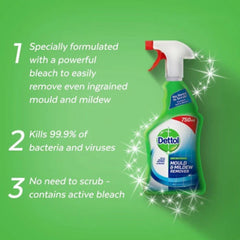 Dettol Mould Mildew Remover Spray Bathroom Kitchen 750ml