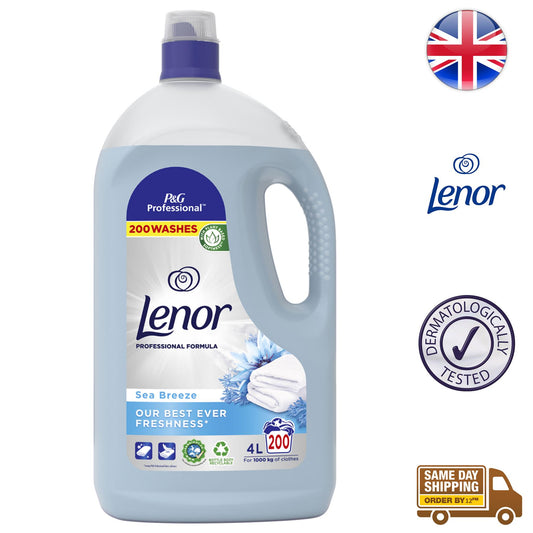 Lenor Professional Fabric Conditioner Liquid Freshener Sea Breeze 200 Washes 4L