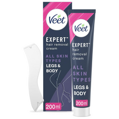 Veet Expert Hair Removal Cream 200ml All Skin Types Legs & Body with Spatula