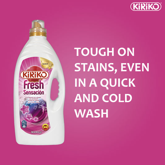 Kiriko Clothes Laundry Detergent Washing Liquid Fresh Sensacion 42 Wahes 3L
