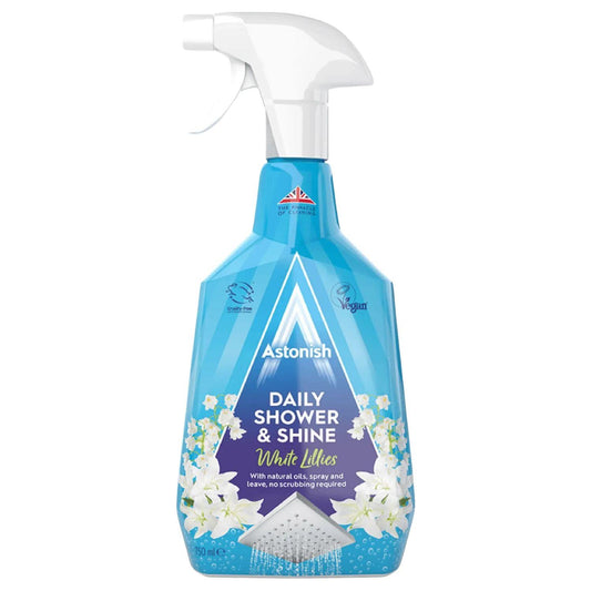 Astonish Daily Shower Shine White Lilies Oils Spray 750ml No Scrubbing Required