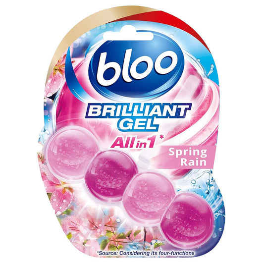 Bloo All In 1 Brilliant Toilet Gel Rim Block Cleaner Freshener Spring Rain 42G