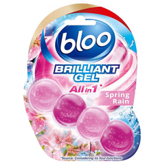 Bloo All In 1 Brilliant Toilet Gel Rim Block Cleaner Freshener Spring Rain 42G