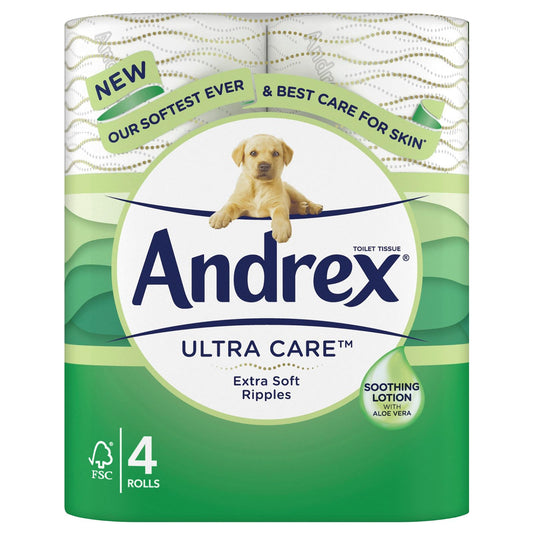 Andrex Ultra Care Toilet Tissue Rolls Paper Sheet Soft For Sensitive Skin