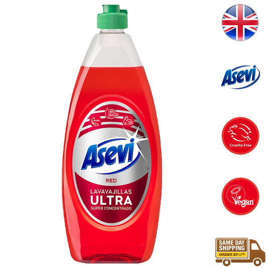 Asevi Concentrated Washing Up Liquid Kitchen Dish Grease Cleaner Red 650ml