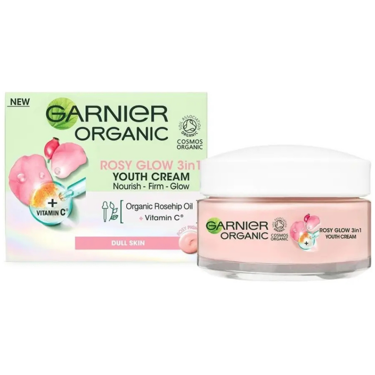Garnier Organic Rosy Glow 3 in 1 Youth Face Cream with Rosehip Vitamin C 50ml