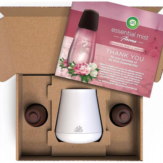 Air Wick Essential Mist Bundle Kit Balancing Peony & Jasmine 1 Diffuser 2 refill
