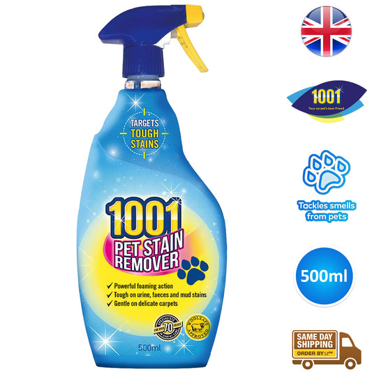 1001 Pet Stain Remover Carpet Upholstery Mud Dirt Cleaner Spray 500ml