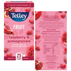 Tetley Tea Herbal Bags Raspberry & Pomegranate Individually Wrapped Sachets