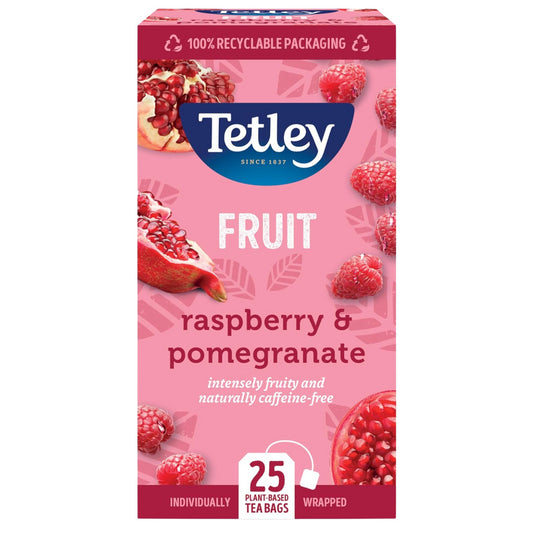 Tetley Tea Herbal Bags Raspberry & Pomegranate Individually Wrapped Sachets