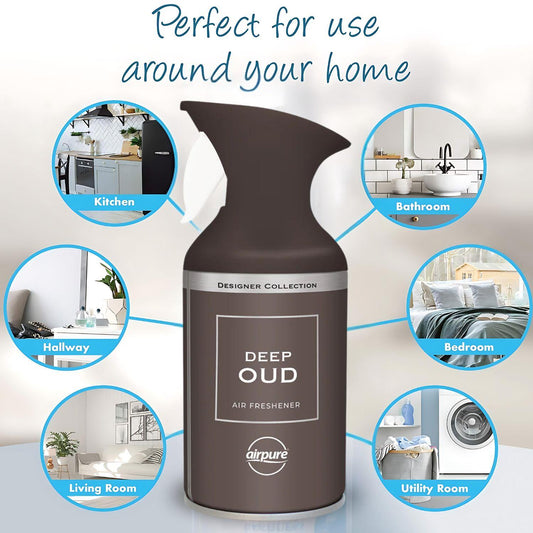 Airpure Air Freshener Deep Oud Instant Freshness Every Long Lasting Spray 250ml