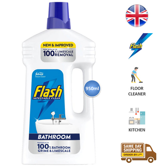Flash Bathroom Floor Cleaner Liquid Impeccable Cleans Grime Limescale 950ml