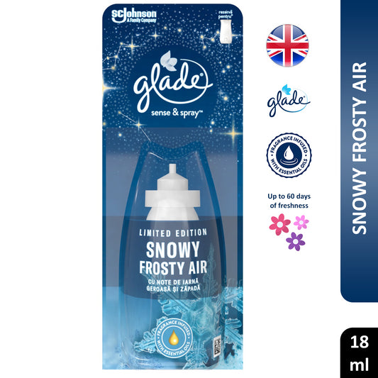 Glade Sense & Spray Snowy Frosty Air Freshener Refill Home Office Hotel Spa 18ml