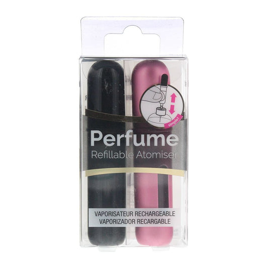 Pressit Refillable Perfume Spray Bottles 2 x 4ml Atomiser - Pink & Black Unisex