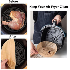Air Fryer Disposable Non-Stick Baking Steamer Liner Paper Parchment Round 50Pcs