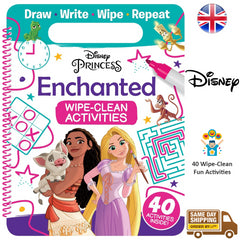 Disney Princess Clean & Wipe Activities For Girls Kids Draw Write Repeat