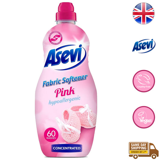 Asevi Fabric Softener Concentrate Pink Laundry Liquid 60 Washes 1.5L