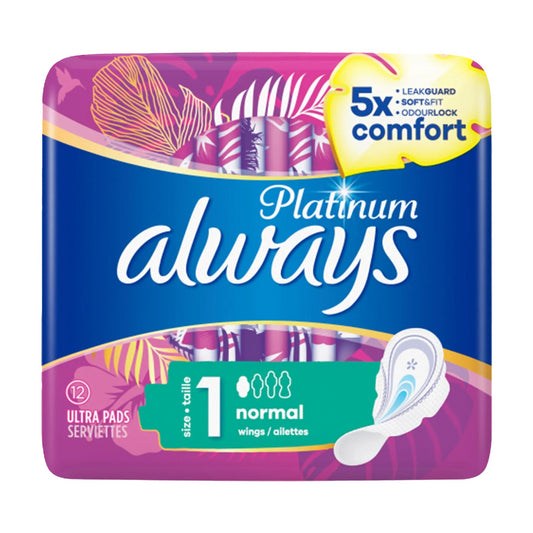 Always Platinum Normal Size 1 Sanitary Ultra Pads Towels With Wings Prevent Leak