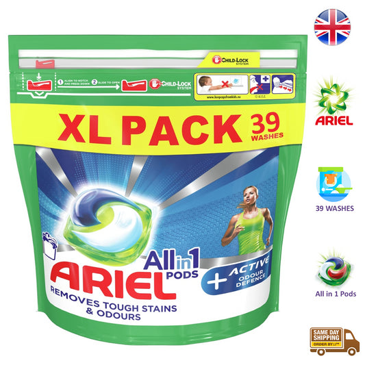 Ariel All In 1 Pods Laundry Detergent Washing Tablet Active Odour Defence 39Wash