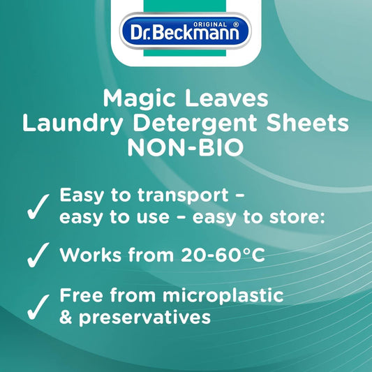 Dr Beckmann Magic Leaves Non Bio Laundry Detergent 25 Sheets Cloth Spring Fresh