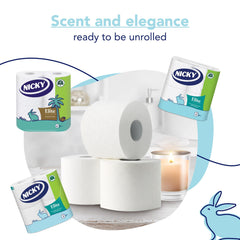 Nicky Elite Toilet Tissue Rolls With Lotion Fragrance 3 Ply White Paper
