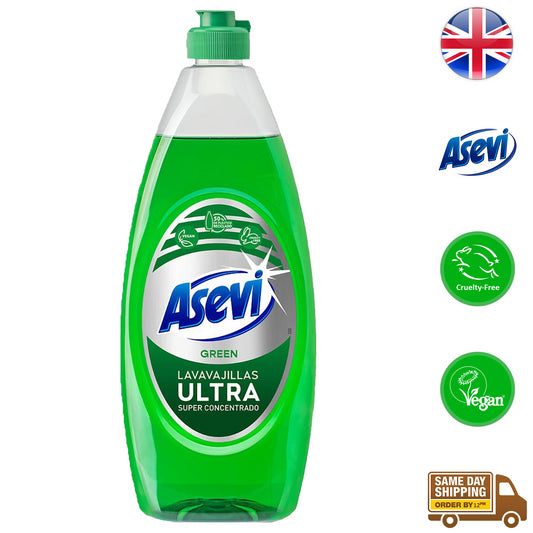 Asevi Concentrated Washing Up Liquid Kitchen Dish Grease Cleaner Green 650ml