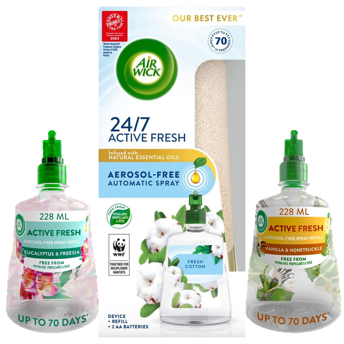 Air Wick Aerosol Free Automatic Air Freshener Spray Refill Bundle Active Fresh