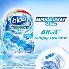 Bloo All In 1 Brilliant Toilet Gel Rim Block Cleaner Freshener Arctic Ocean 42G