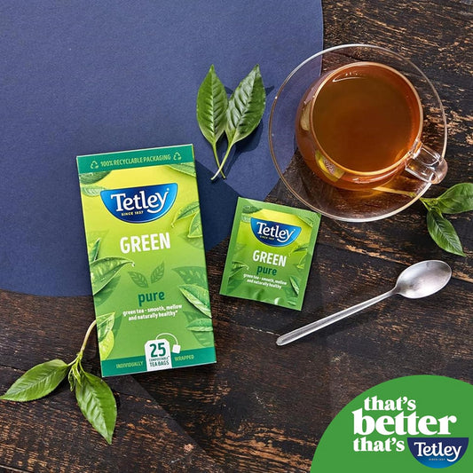 Tetley Tea Green Tea Bags Pure Green Individually Wrapped Sachets