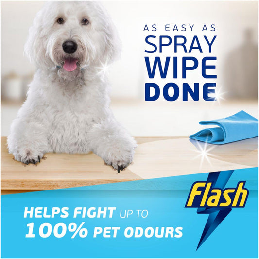 Flash Spray Wipe Done Pet Odours 100% of Multi Purpose Effective Cleaning 800ml