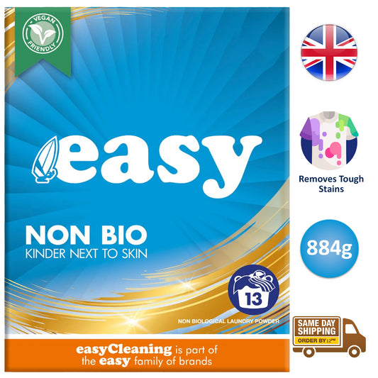 Easy Non Bio Washing Powder Removes Tough Stains Laundry Cloth Detergent 884G X1