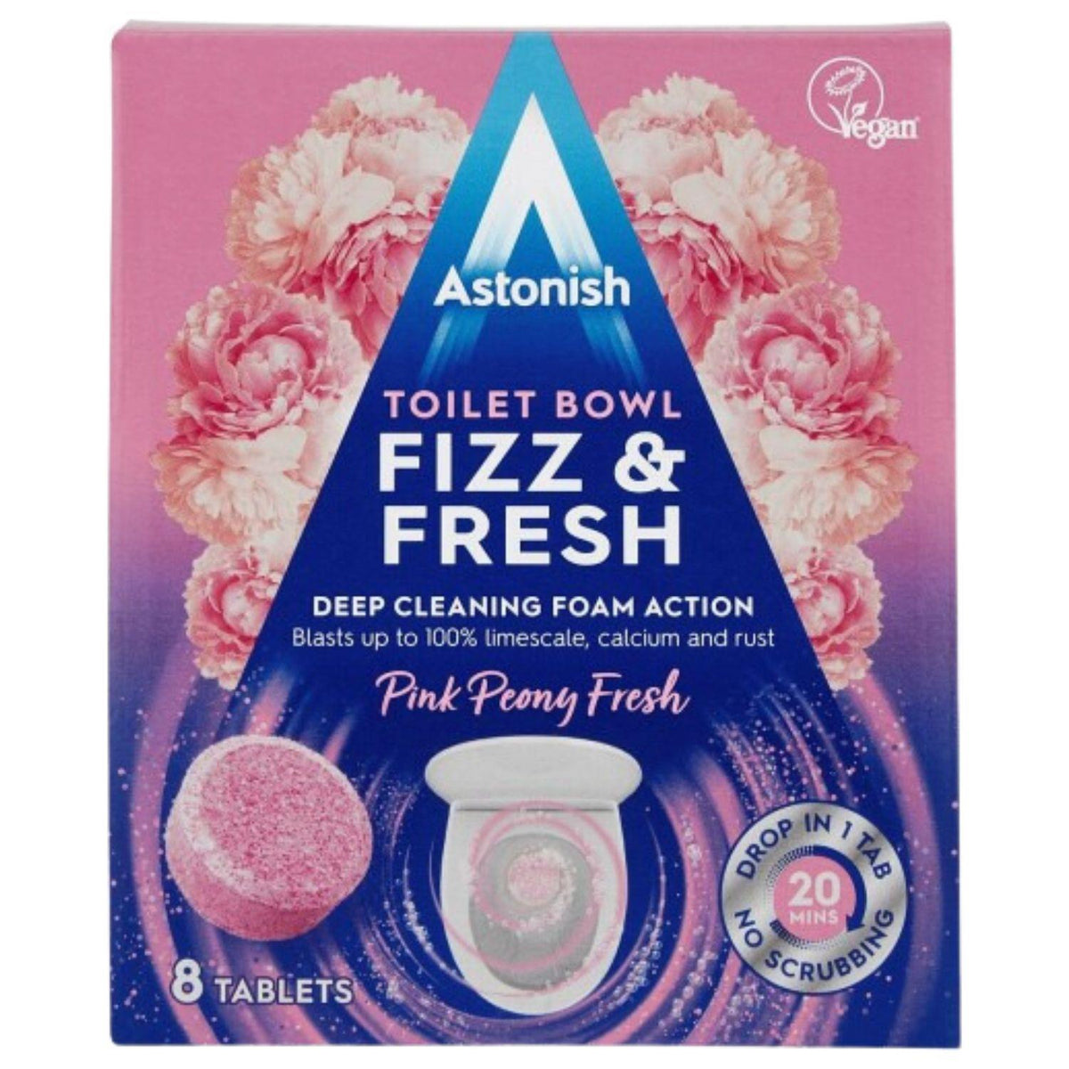 Astonish Toilet Bowl Fizz & Fresh Pink Peony Fresh Deep Cleaning Foam 8 Tablets