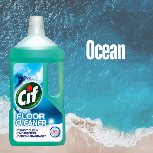Cif Floor Cleaner Ocean 950ml Fresh Fragrance No Rinsing Leave Brillian Shine