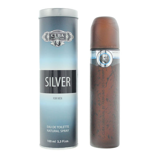 Cuba Silver For Men Eau de Toilette 100ml Mens Fragrance Spray