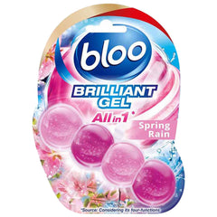 Bloo All In 1 Brilliant Toilet Gel Rim Block Cleaner Freshener Spring Rain 42G